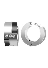 Adelia&acute;s Paar Creolen ADELIA&acute;S "Damen Ohrringe &iquest; Klappcreole aus Edelstahl mit Strass Steinchen", silber, Ohrringe, Damen, Edelstahl, Paar Creolen