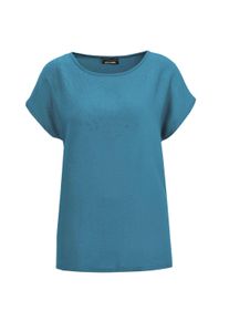 Schlupfbluse GOLDNER "Kurzgr&ouml;&szlig;e Bluse mit Glitzersteinen", Damen, Gr. 25, blau, Obermaterial: 100% Viskose CV., festlich, figurumspielend, normales B&uuml;ndchen, Blusen Schlupfbluse, Dekosteine