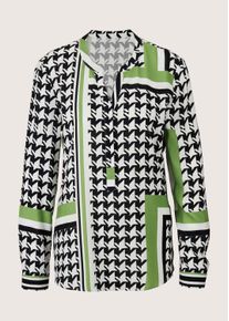 Madeleine Mode Langarmbluse MADELEINE "Bluse Tunika-Bluse", Damen, Gr. 42, schwarz (schwarz, wei&szlig;, gr&uuml;n), Obermaterial: 100% Viskose CV., Modern, normal, Blusen Langarmbluse