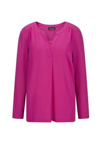 Kurzarmbluse GOLDNER "Kurzgr&ouml;&szlig;e Elegantes Chiffonshirt, Jersey-Details", Damen, Gr. 23, pink (beere), Obermaterial: 50% Polyester PES. 47% Viskose CV. 3% Elasthan EL., Gerade, Blusen Kurzarmbluse, Schlitz