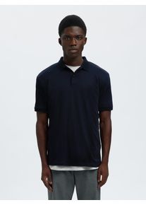 Poloshirt Selected "SLHFAVE BUTTON SS POLO NOOS", Herren, Gr. S, sky captain, Jersey, Obermaterial: 50% Baumwolle, 50% Polyester, unifarben, regular fit normal, ohne Ausschnitt, Shirts Poloshirt, Baumwollmischung, regular fit