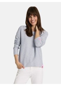 LIEBLINGSST&Uuml;CK Strickpullover LIEBLINGSST&Uuml;CK "Kyna", Damen, Gr. 44, grau (stone melange), Strick, Obermaterial: 100% Baumwolle, clean, unifarben, normal, Rundhals, Pullover Strickpullover, mit Rundhals, Topseller