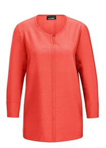 Schlupfbluse GOLDNER "Viskosebluse mit 3/4-&Auml;rmeln, Rundhals", Damen, Gr. 44, orange (koralle), Obermaterial: 87% Viskose CV. 13% Polyamid PA., figurumspielend, Manschette, Blusen Schlupfbluse, Ziernaht