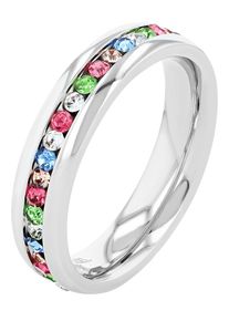 Adelia&acute;s Fingerring ADELIA&acute;S "Damen Ring aus Edelstahl mit Strass Steinchen" Gr. 56, silber, Fingerringe, Damen, 56, Edelstahl, Fingerring