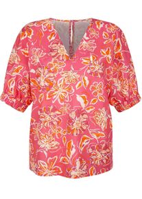 Schlupfbluse Alba Moda "Bluse Bluse mit Gummizug am &Auml;rmel", Damen, Gr. 38, pink, Obermaterial: 97% Baumwolle CO. 3% Elasthan EL., Modern, gerade, Blusen Schlupfbluse