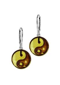 Paar Ohrh&auml;nger OSTSEE-SCHMUCK "OSTSEE-SCHMUCK Ohrh&auml;nger Yin-Yang Ohrh&auml;nger Yin-Yang", wei&szlig; (wei&szlig;, neutral), Ohrringe, Damen, 35 x 15mm, Silber 925 (Sterlingsilber), Paar Ohrh&auml;nger