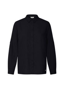 Hemdbluse oxmo "Hemdbluse OXAlfas", Damen, Gr. 40, schwarz, Obermaterial: 55% Leinen LI. 45% Viskose CV., Blusen Hemdbluse