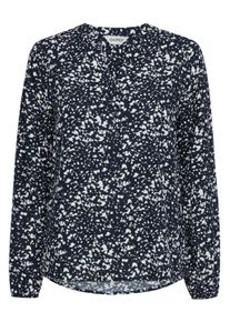 Langarmbluse oxmo "Langarmbluse OXElvy", Damen, Gr. 40, blau (total eclipse mix), Obermaterial: 100% Viskose LENZING ECOVERO CV LenzEcov., Blusen Langarmbluse