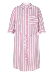 JOOP! Hemdblusenkleid JOOP JEANS "Dua", Damen, Gr. XS, N-Gr, open pink, Web, Obermaterial: 100% Baumwolle, loose fit knieumspielend, Manschette, Kleider Hemdblusenkleid, klassische H-Linie, im Streifen-Design