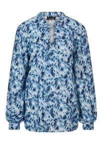 Schlupfbluse GOLDNER "Moderne R&uuml;schenbluse mit Stehkragen", Damen, Gr. 54, blau (blau, gemustert), Obermaterial: 100% Viskose CV., Blusen Schlupfbluse, R&uuml;schen