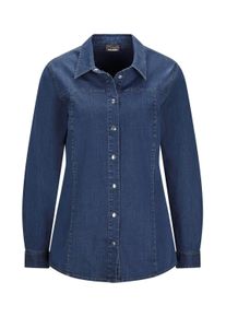 Hemdbluse GOLDNER "Kurzgr&ouml;&szlig;e Stilvolle Denim-Bluse mit Druckkn&ouml;pfen", Damen, Gr. 24, blau, Obermaterial: 98% Baumwolle CO. 2% Elasthan EL., Blusen Hemdbluse, Knopfleiste
