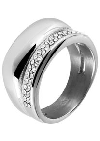 Adelia&acute;s Fingerring ADELIA&acute;S "Damen Ring aus Edelstahl mit Strass Steinchen" Gr. 58, silber, Fingerringe, Damen, 58, Edelstahl, Fingerring