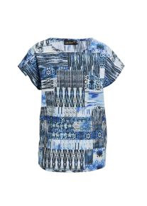 Druckbluse GOLDNER "Kurzgr&ouml;&szlig;e Druckbluse aus reiner Baumwolle", Damen, Gr. 24, blau (jeansblau, gemustert), Obermaterial: 100% Baumwolle CO., normal, Sonstiges, Blusen Druckbluse, Ohne