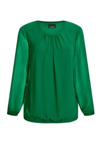 Klassische Bluse GOLDNER "Kurzgr&ouml;&szlig;e Elegante Bluse aus Chiffon", Damen, Gr. 20, gr&uuml;n, Obermaterial: 67% Polyester PES. 30% Viskose CV. 3% Elasthan EL., Modisch, Blusen Klassische Bluse, Rundhalsausschnitt