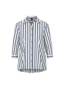Kurzarmbluse GOLDNER "Schlichte Baumwoll-Bluse mit 3/4-Arm", Damen, Gr. 44, blau (wei&szlig;, marine, gestreift), Obermaterial: 97% Baumwolle CO. 3% Elasthan EL., normal, Manschette, Blusen Kurzarmbluse, Ohne