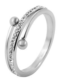 Adelia&acute;s Fingerring ADELIA&acute;S "Damen Ring aus Edelstahl mit Strass Steinchen" Gr. 54, silber, Fingerringe, Damen, 54, Edelstahl, Fingerring