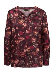 Druckbluse GOLDNER "Kurzgr&ouml;&szlig;e Druckbluse in Satinqualit&auml;t", Damen, Gr. 22, rot (dunkelrot, gemustert), Obermaterial: 100% Polyester PES., normal, Sonstiges, Blusen Druckbluse, Ohne