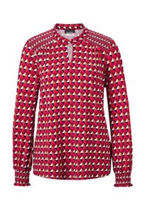 Langarmbluse GOLDNER "Kurzgr&ouml;&szlig;e Jerseybluse mit modischen Smok-Details", Damen, Gr. 23, rosa (teerose, gemustert), Obermaterial: 95% Viskose CV. 5% Elasthan EL., Gummib&uuml;ndchen, Blusen Langarmbluse, Ohne