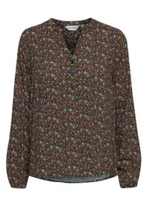 Langarmbluse oxmo "Langarmbluse OXElvy", Damen, Gr. 42, bunt (burnt orange mix), Obermaterial: 100% Viskose LENZING ECOVERO CV LenzEcov., Blusen Langarmbluse