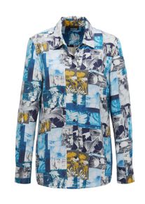 Hemdbluse GOLDNER "Hemdbluse mit Druck", Damen, Gr. 44, grau (grau, gemustert), Obermaterial: 100% Viskose CV., gerade, Gerade, Blusen Hemdbluse, keine/nicht Relevant