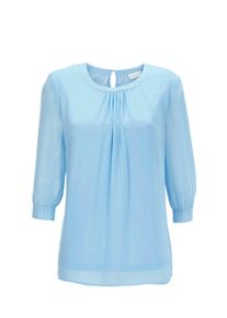 Langarmbluse GOLDNER "Bluse aus leichtem Chiffon mit Glitzersteinen", Damen, Gr. 44, blau (eisblau), Obermaterial: 100% Polyester PES., festlich, normal, Sonstiges, Blusen Langarmbluse, Ohne