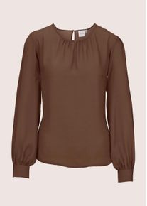 Madeleine Mode Langarmbluse MADELEINE "Bluse Satinbluse zum Schl&uuml;pfen", Damen, Gr. 42, braun (espresso), Obermaterial: 100% Polyester PES., Modern, normal, Blusen Langarmbluse