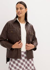 bonprix Lederimitat-Hemd in Used-Optik, braun, Gr.50, L&auml;ssiges Oversize Lederimitat-Hemd in Used-OptikLederimitat