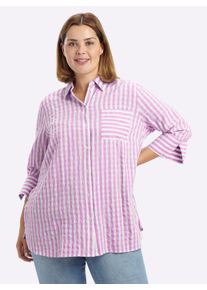 sheego Gro&szlig;e Gr&ouml;&szlig;en Gestreifte Bluse mit 3/4-&Auml;rmeln, orchidee-wei&szlig;-gestreift, Gr&ouml;&szlig;e 44 - Damen