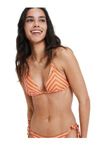Triangel-Bikini-Top Roxy "Moana Stripe Tiki Tri", Damen, Gr. L, Cup B, tigerlily, Obermaterial: 81% Nylon, 19% Elasthan;, Bikini-Oberteile Triangel-Bikini-Top