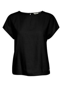 Kurzarmbluse oxmo "Kurzarmbluse OXArnora", Damen, Gr. 44, schwarz, Obermaterial: 55% Leinen LI. 45% Viskose CV., Blusen Kurzarmbluse