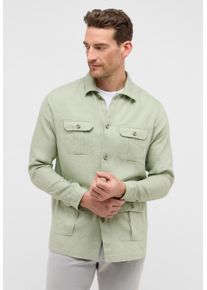 Langarmhemd Eterna "MODERN FIT", Damen, Gr. XXL, US-Gr&ouml;&szlig;en, gr&uuml;n (salbeigr&uuml;n), 100% Leinen, tailliert, Manschette, Hemden Langarmhemd, EASY IRON (b&uuml;gelleicht)