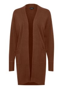 Strickjacke oxmo "Strickjacke OXRitiana", Damen, Gr. XS, braun (brunette melange), Obermaterial: 50% Viskose CV. 27% Nylon NY. 23% Polyester PES., Strickjacken Strickjacke