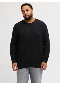 Jack & Jones PlusSize Strickpullover "JPRBLUBARKLEY KNIT CREW NECK PLS", Herren, Gr. 4XL, schwarz detail:solid, Strick, Obermaterial: 100% Baumwolle, JACK & JONES PLUSSIZE, unifarben, normal, Rundhals, Pullover Strickpullover