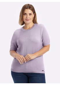 sheego Gro&szlig;e Gr&ouml;&szlig;en Kurzarmpullover mit Rippabschl&uuml;ssen, flieder, Gr&ouml;&szlig;e 54 - Damen