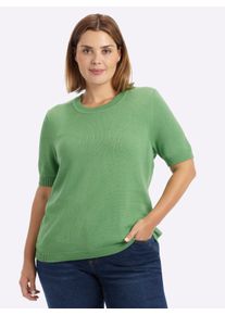 sheego Gro&szlig;e Gr&ouml;&szlig;en Kurzarmpullover mit Rippabschl&uuml;ssen, apfel, Gr&ouml;&szlig;e 54 - Damen