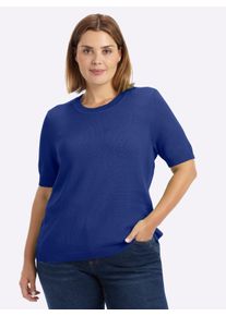 sheego Gro&szlig;e Gr&ouml;&szlig;en Kurzarmpullover mit Rippabschl&uuml;ssen, royalblau, Gr&ouml;&szlig;e 54 - Damen