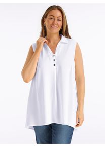 sheego Gro&szlig;e Gr&ouml;&szlig;en &Auml;rmellose Bluse mit Zierknopfleiste, ecru, Gr&ouml;&szlig;e 46 - Damen