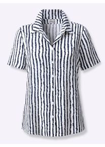 sheego Gro&szlig;e Gr&ouml;&szlig;en Gestreifte Bluse mit kurzen &Auml;rmeln, marine-ecru-gestreift, Gr&ouml;&szlig;e 54 - Damen