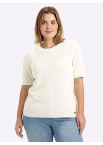 sheego Gro&szlig;e Gr&ouml;&szlig;en Kurzarmpullover mit Rippabschl&uuml;ssen, wollwei&szlig;, Gr&ouml;&szlig;e 50 - Damen
