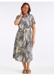 sheego Gro&szlig;e Gr&ouml;&szlig;en Druckkleid aus reiner, wertiger Viskose, anthrazit-ocker-bedruckt, Gr&ouml;&szlig;e 44 - Damen