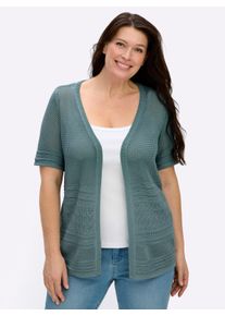 sheego Gro&szlig;e Gr&ouml;&szlig;en Strickjacke in Ajourstrick, jade, Gr&ouml;&szlig;e 46 - Damen