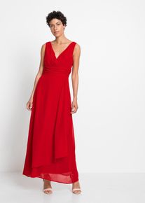 bonprix Maxikleid, rot, Gr.54, Elegantes Abendkleid aus feinem Chiffon mit tiefem Ausschnitt und Raffungen in der Taille