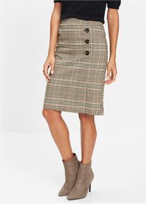 bonprix Bleistiftrock mit Kn&ouml;pfen, braun, Gr.44, Kurzer Rock mit Karomuster