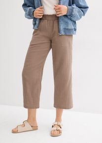 bonprix Musselin-Culotte aus Baumwolle, braun, Gr.54, Stylische Musselin-Culotte mit elastischem Bund., aus 100% Baumwolle,Musselin