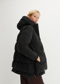 bonprix Oversize Winterjacke mit Kapuze, schwarz, Gr.36, Wattierte Winterjacke mit Kapuze und Taschen