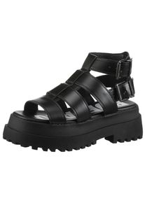 Sandalette Buffalo "PLUTO GLD", Damen, Gr. 41, schwarz, Lederimitat, Schuhe Sandalette, Plateausandale, Festival-Sandale mit verstellbaren Schnallen