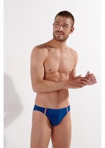 Badeslip HOM "Nautical cup", Herren, Gr. M, N-Gr, blau (navy), Microfaser, Obermaterial: 80% Polyamid, 20% Elasthan. Futter: 73% Polyamid, 27% Elasthan, Badehosen Badeslip, sportliches Design, elastisch, Kordelzug vorn