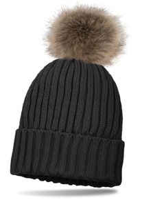 Bommelm&uuml;tze styleBREAKER "Gef&uuml;tterte Strick Bommelm&uuml;tze", Jungen, grau (dunkelgrau), 70% Baumwolle CO. 30% Polyester PES., Modisch, M&uuml;tzen Bommelm&uuml;tze