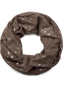 Loop styleBREAKER "Loop Schal mit Metallic Sterne Print", Damen, braun (dunkelbraun), Obermaterial: 50% Viskose CV. 50% Baumwolle CO., Modisch, Modet&uuml;cher Loop