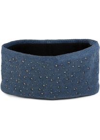 Stirnband styleBREAKER "Feinstrick Stirnband mit Strass", Damen, blau, Obermaterial: 100% Viskose CV., Modisch, M&uuml;tzen Stirnband
